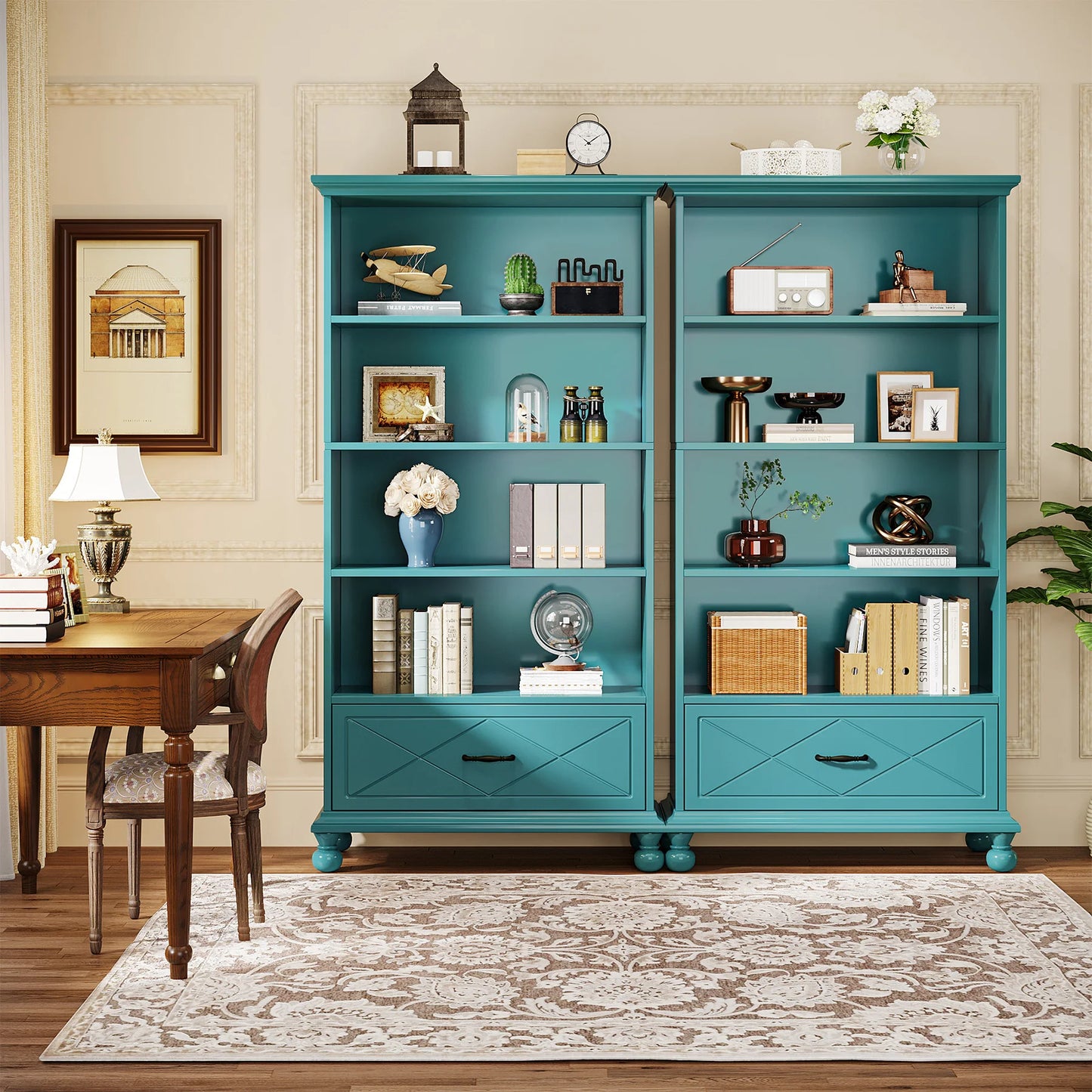 Tribesigns 6-Shelf Bookcase with Drawer, 71 Inch Tall Floor Standing Bookshelf with Solid Wood Legs, Large Display Storage