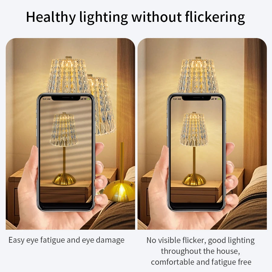 LED Table Lamp Touch Sensor Dimmable Desktop Night Light Rechargeable Wireless Reading Lamp for Hotel Bar Bedroom Decor Light