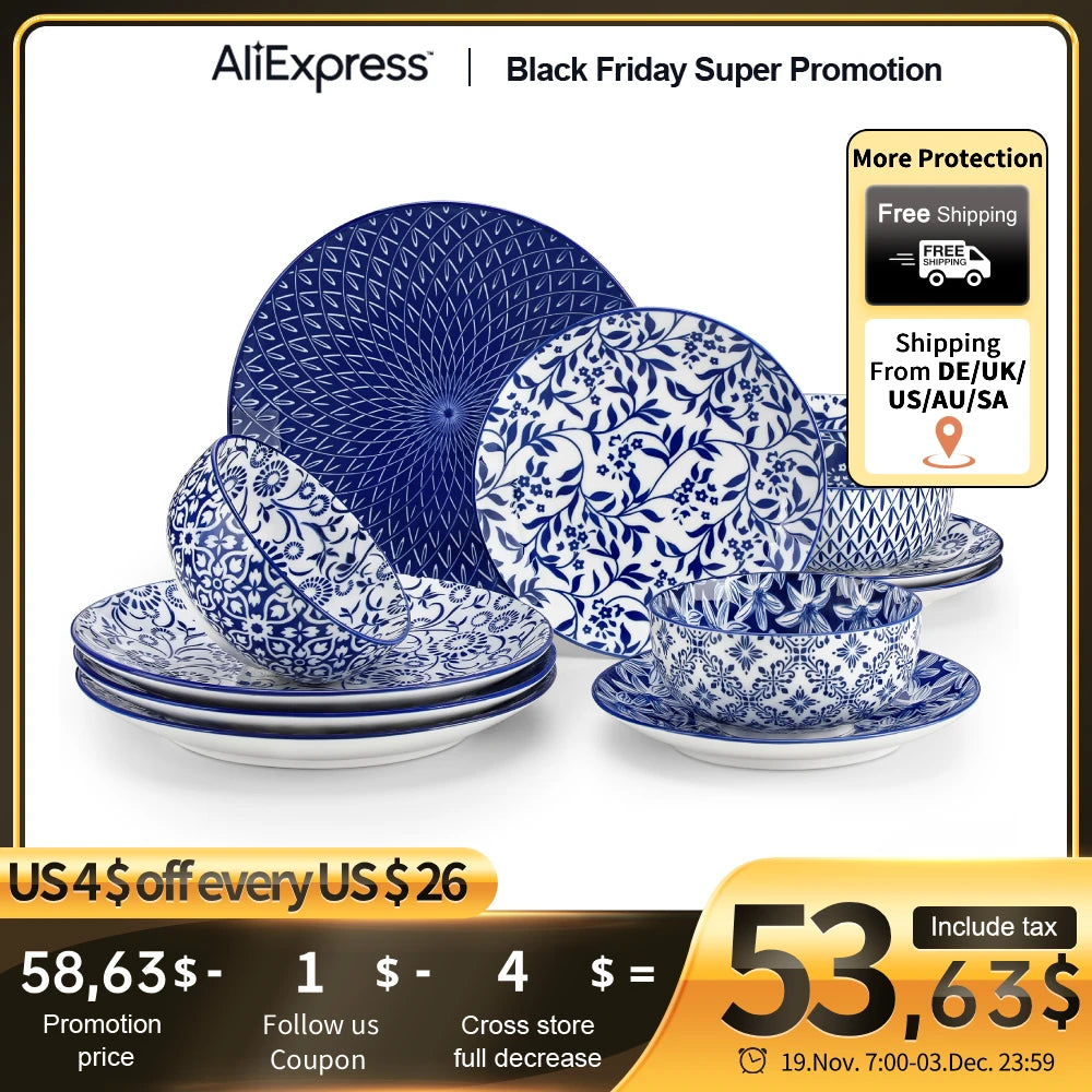 Vancasso Blue and White Tableware Set