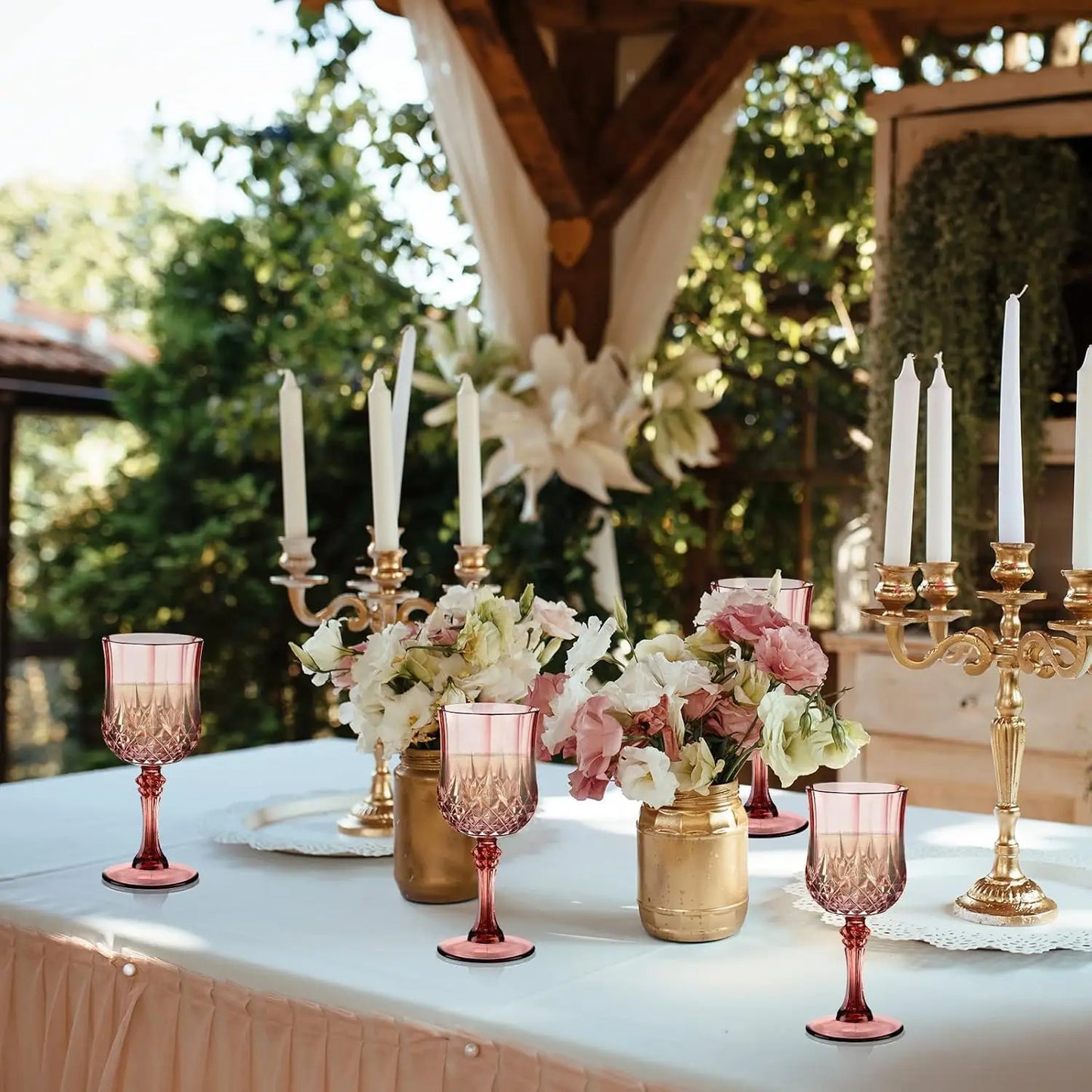 7oz Plastic Rose Gold Drinking Glasses