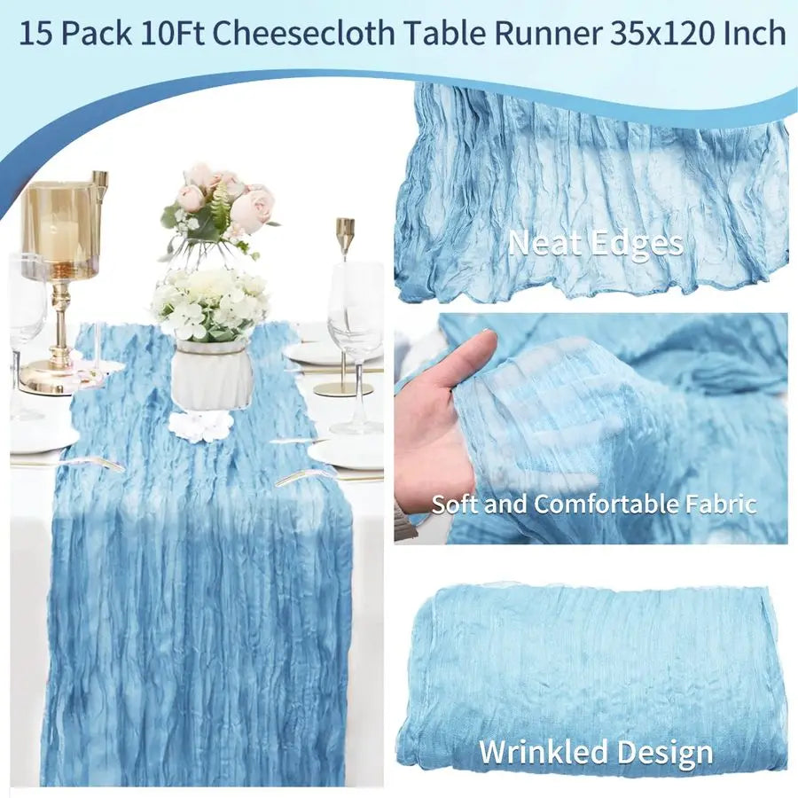 Baby Blue Cheesecloth Table Runner Pack
