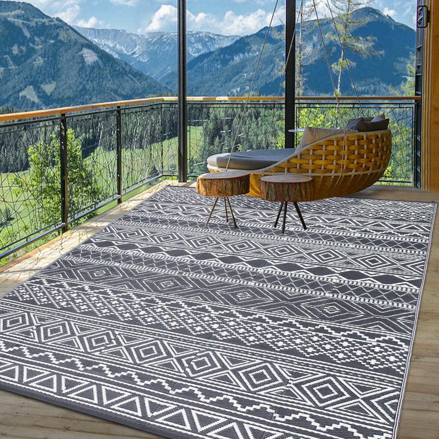 Outdoor Waterproof Reversible Patio Rug