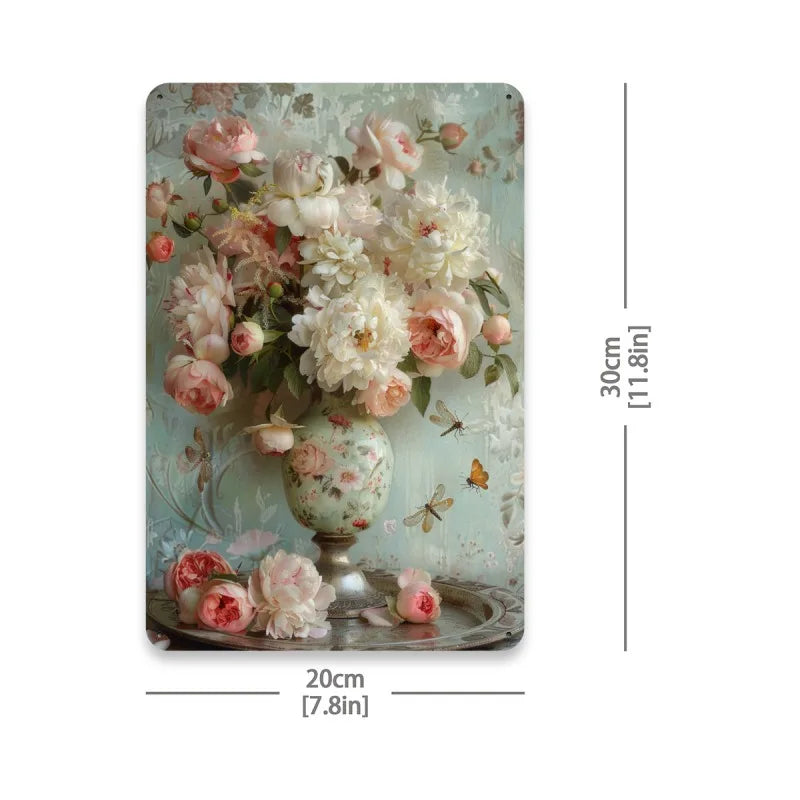 8x12Inch Vintage Vase Metal Tin