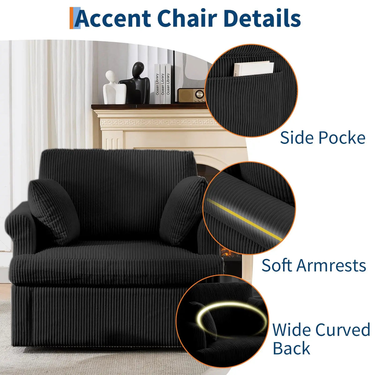 39 Inch Swivel Accent Chair