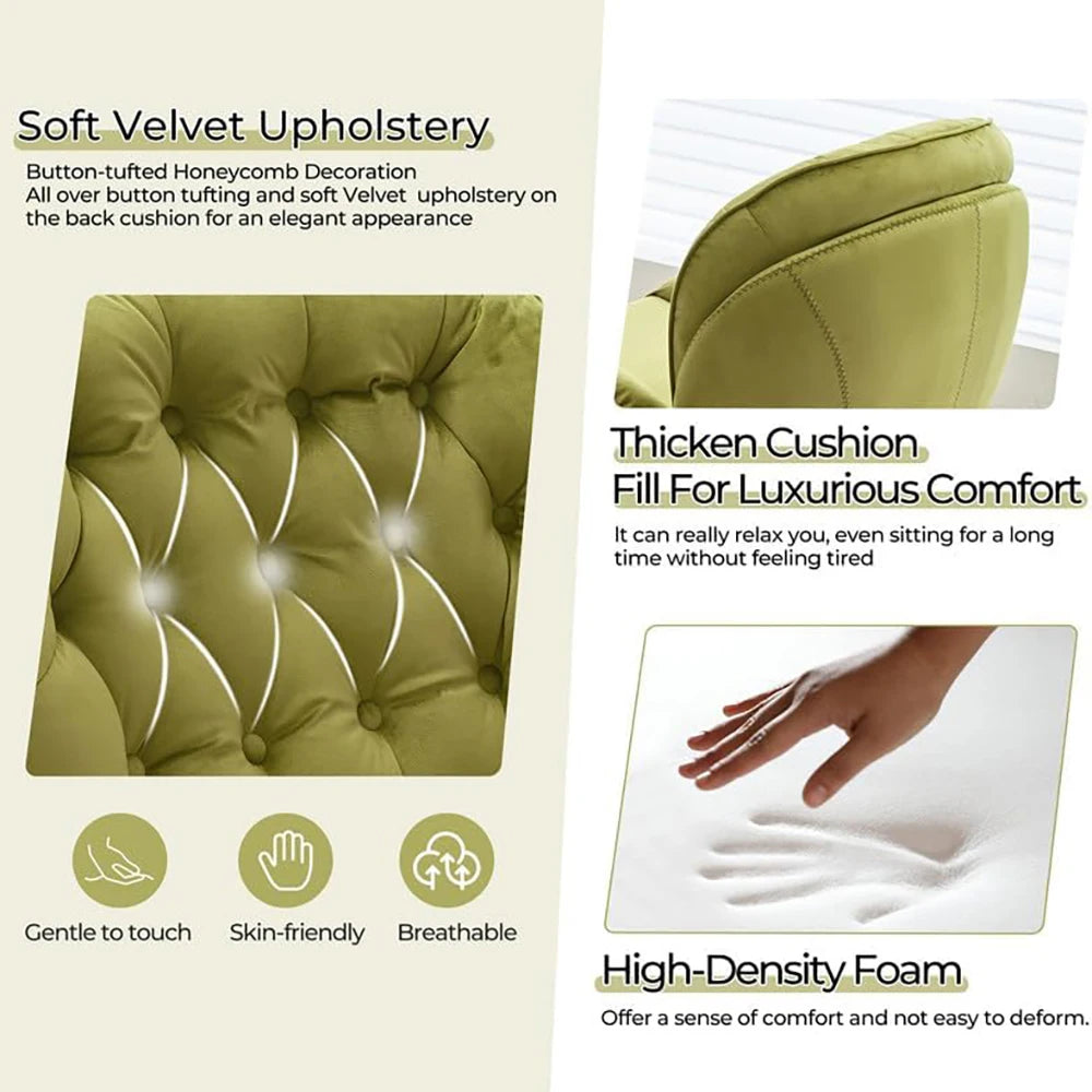 Velvet Swivel Armchair Set