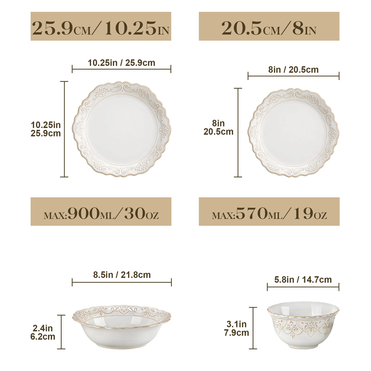 MALACASA 16 or 32 Piece Dinner Sets