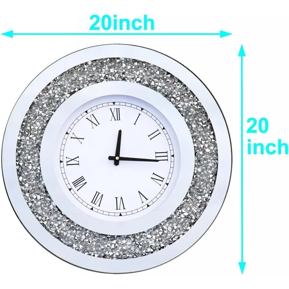 Crystal Sparkling Diamond Mirror Wall Clock