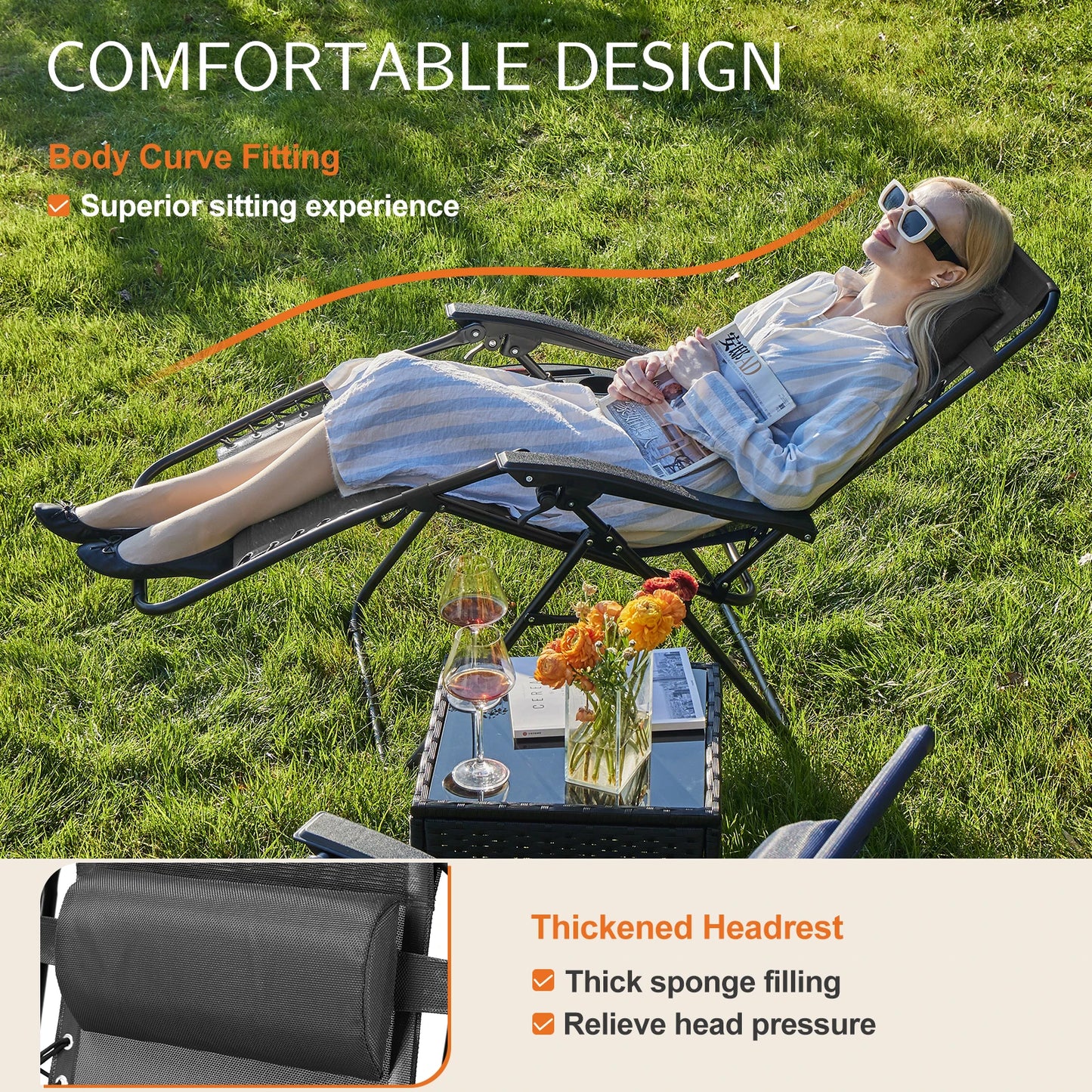 Portable Recliner with Cup Holder Trays