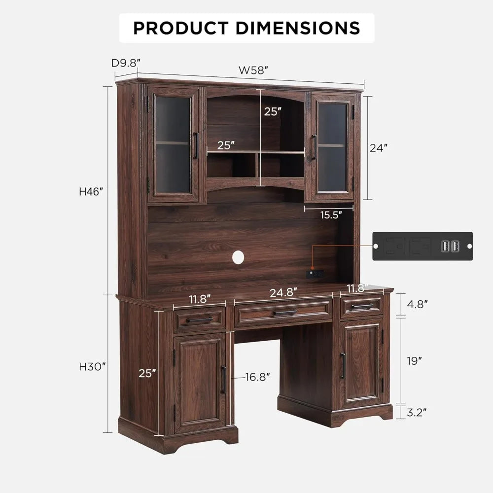 Farmhouse 76" Height Computer Desk with Hutch