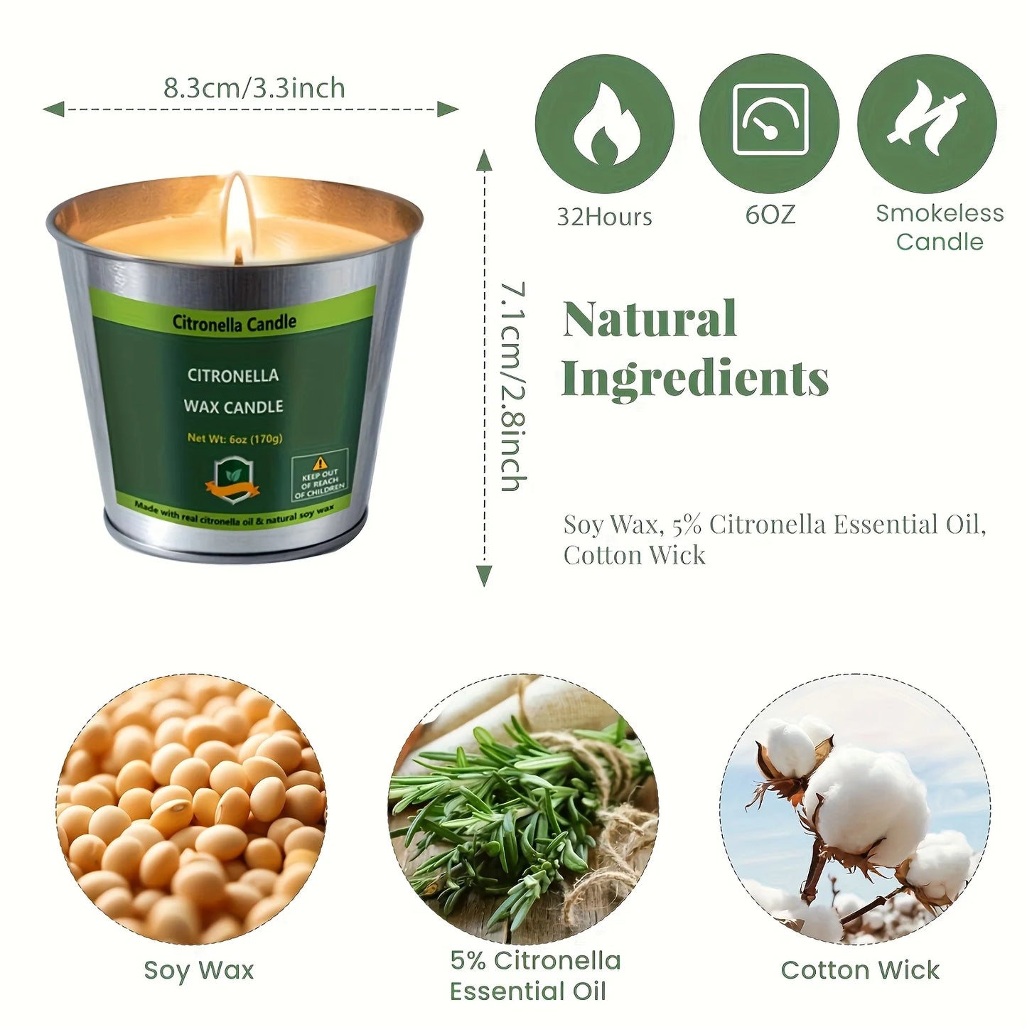 4pcs Outdoor Citronella Candles