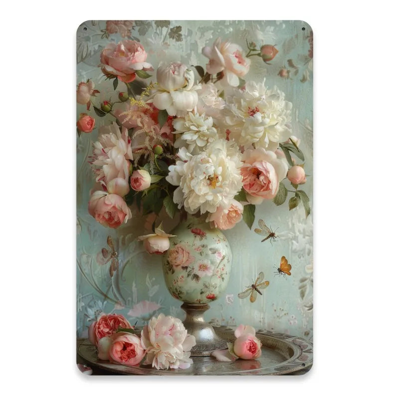 8x12Inch Vintage Vase Metal Tin