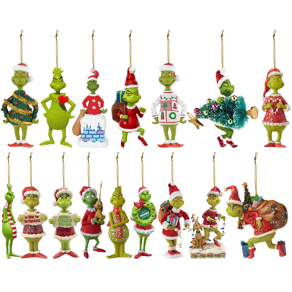 18Pcs Acrylic Christmas Tree Grinch Ornaments