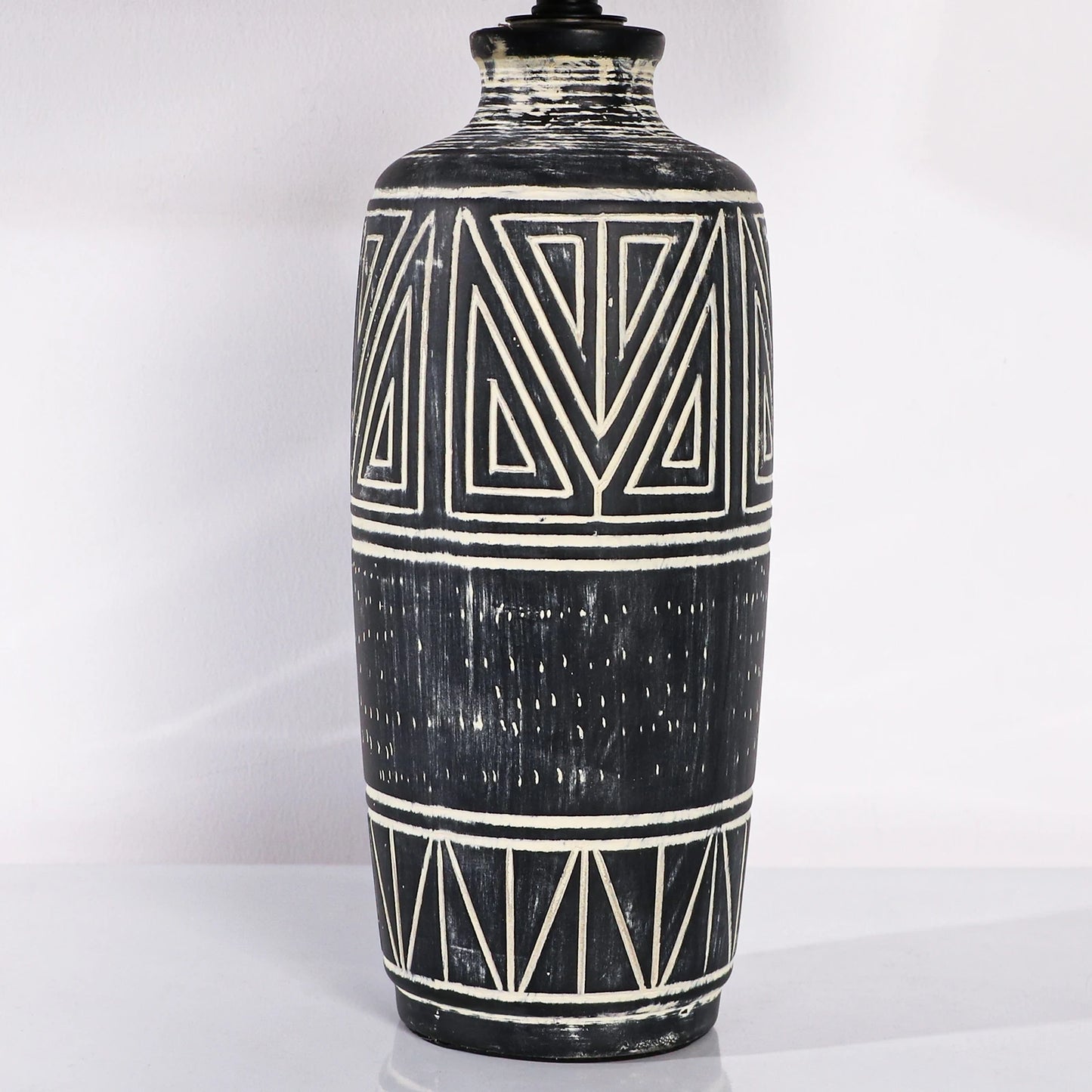 2 Pack Carved Geometric Ceramic Table Lamp