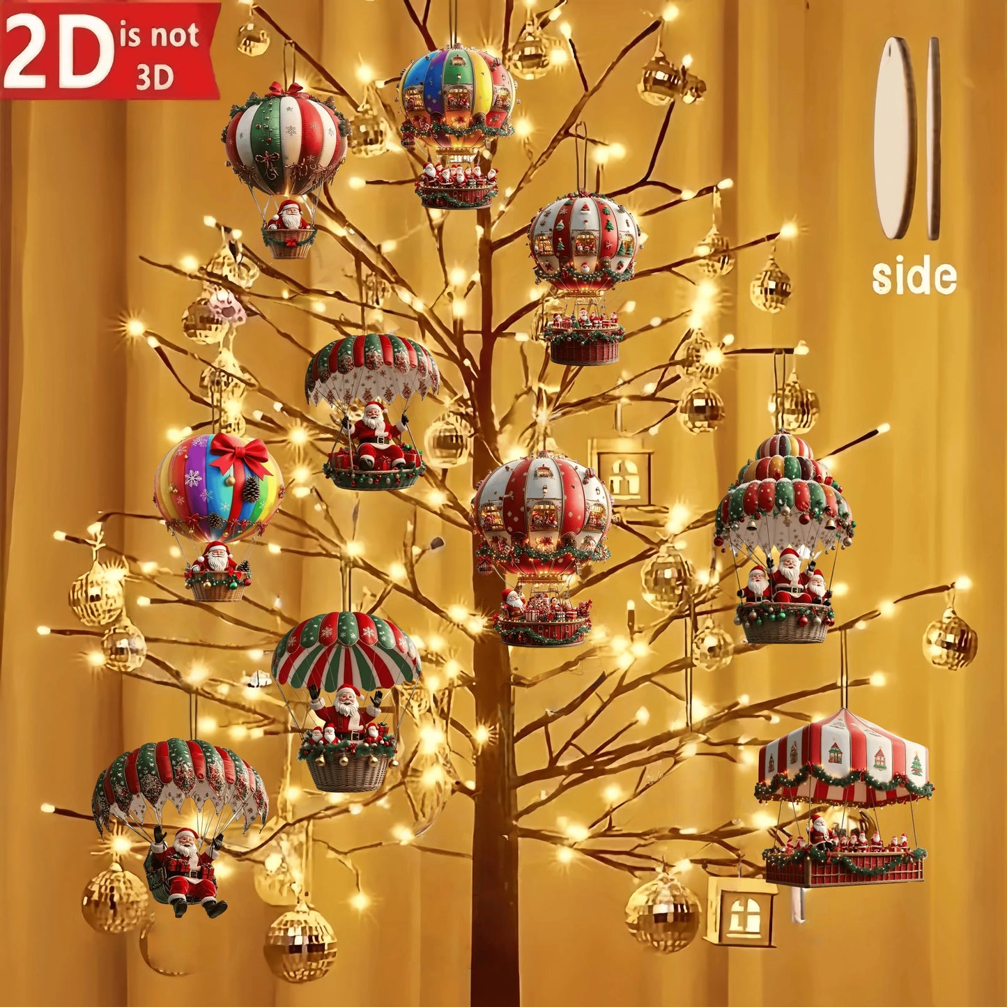 10Pcs Santa Claus Hot Air Balloon Ornament
