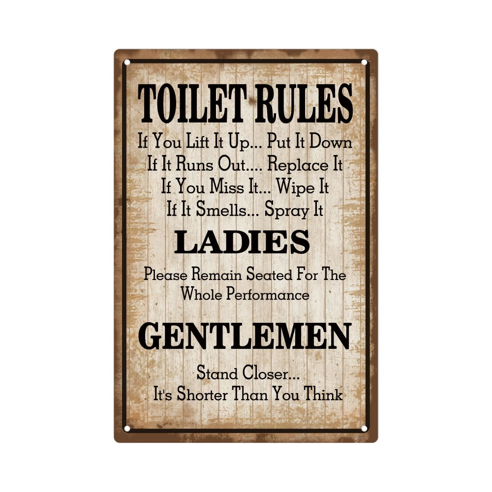 Toilet Rules Metal Tin Signs