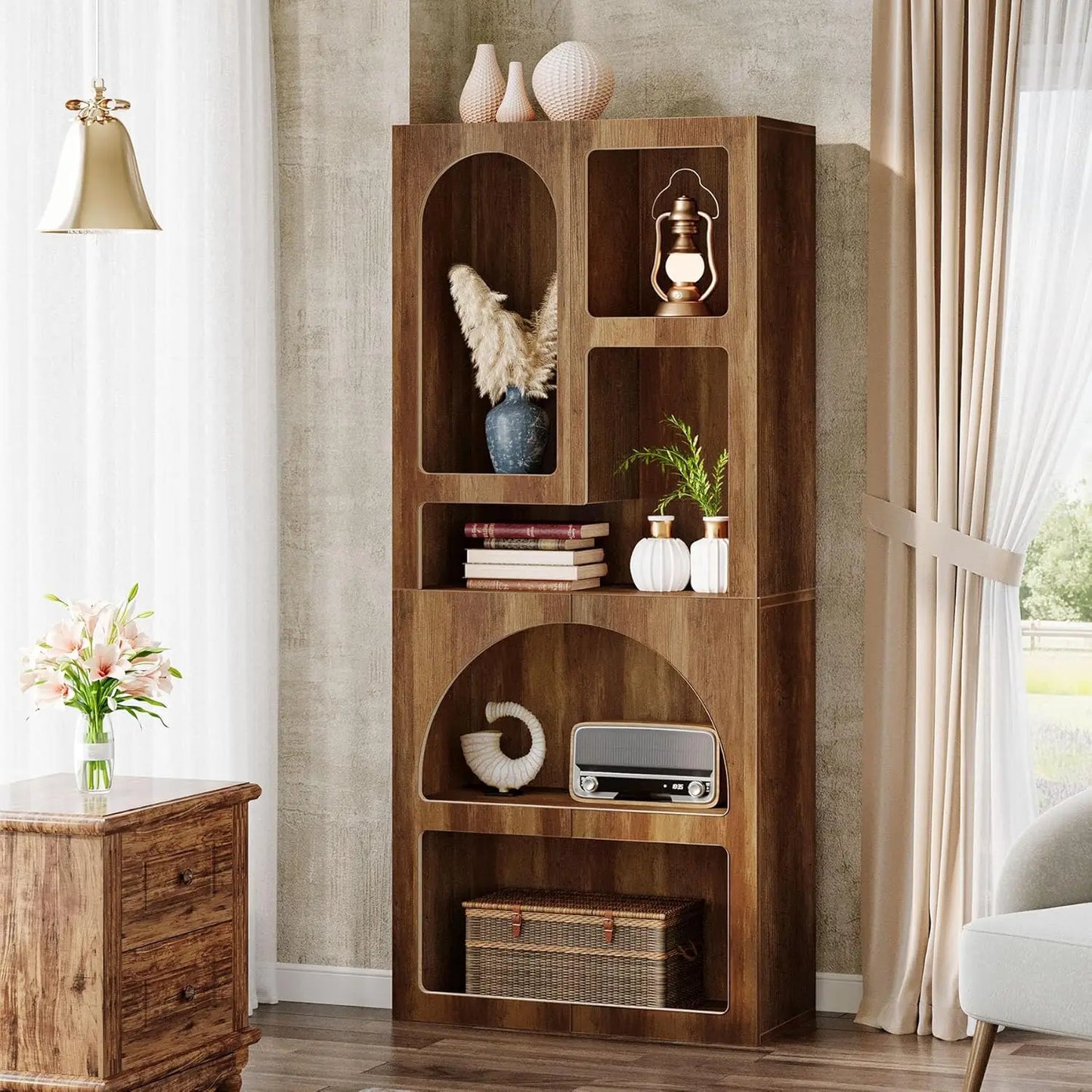 70.87" Tall Geometric Bookshelf