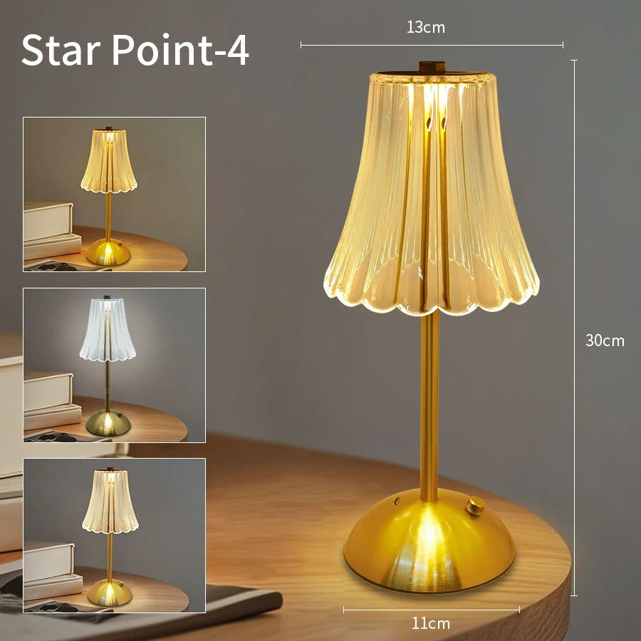 LED Table Lamp Touch Sensor Dimmable Desktop Night Light Rechargeable Wireless Reading Lamp for Hotel Bar Bedroom Decor Light