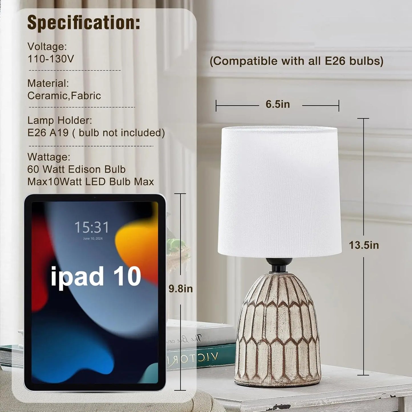 Ceramic Table Lamps Set of 2