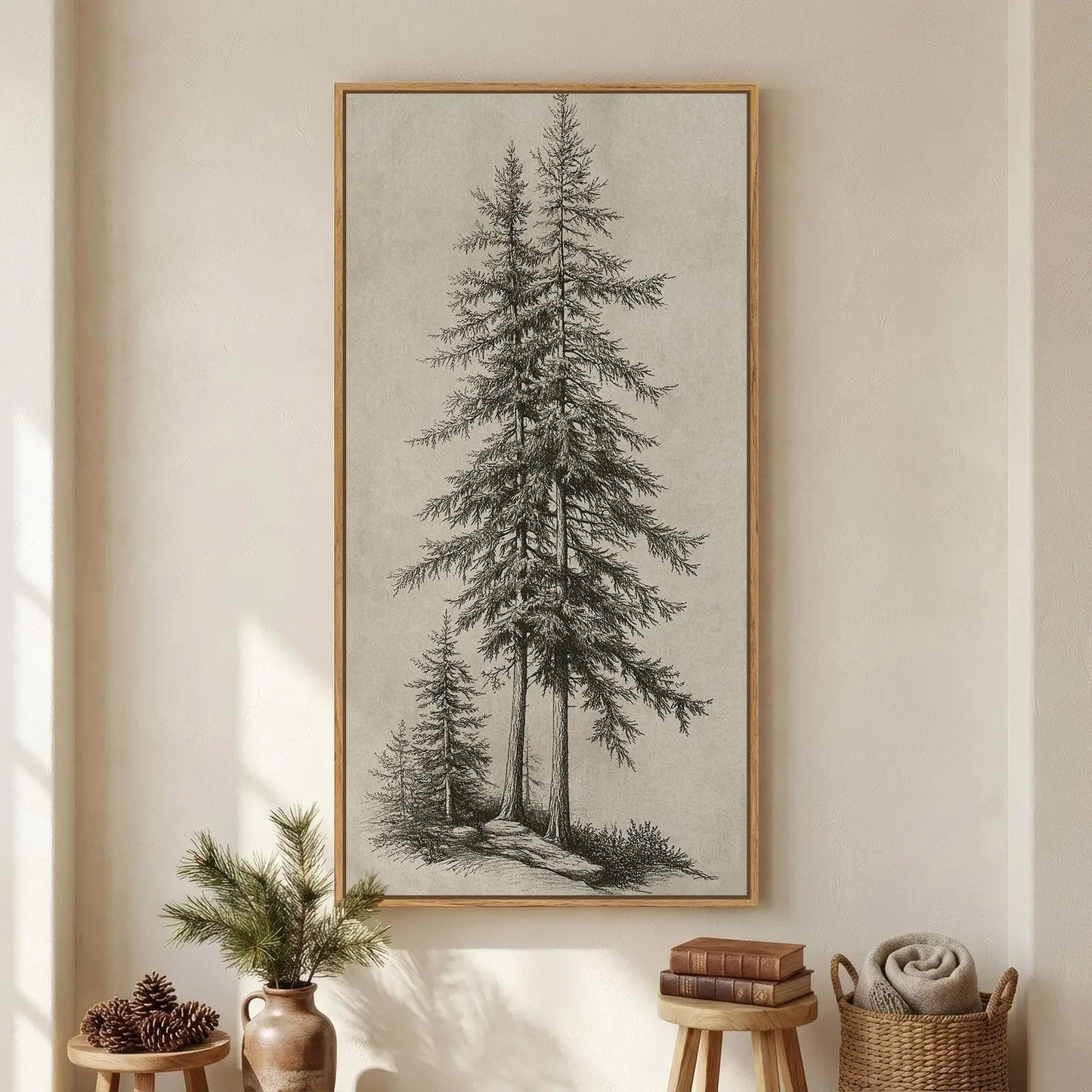 Framed Vintage Sketch Tree Wall Art