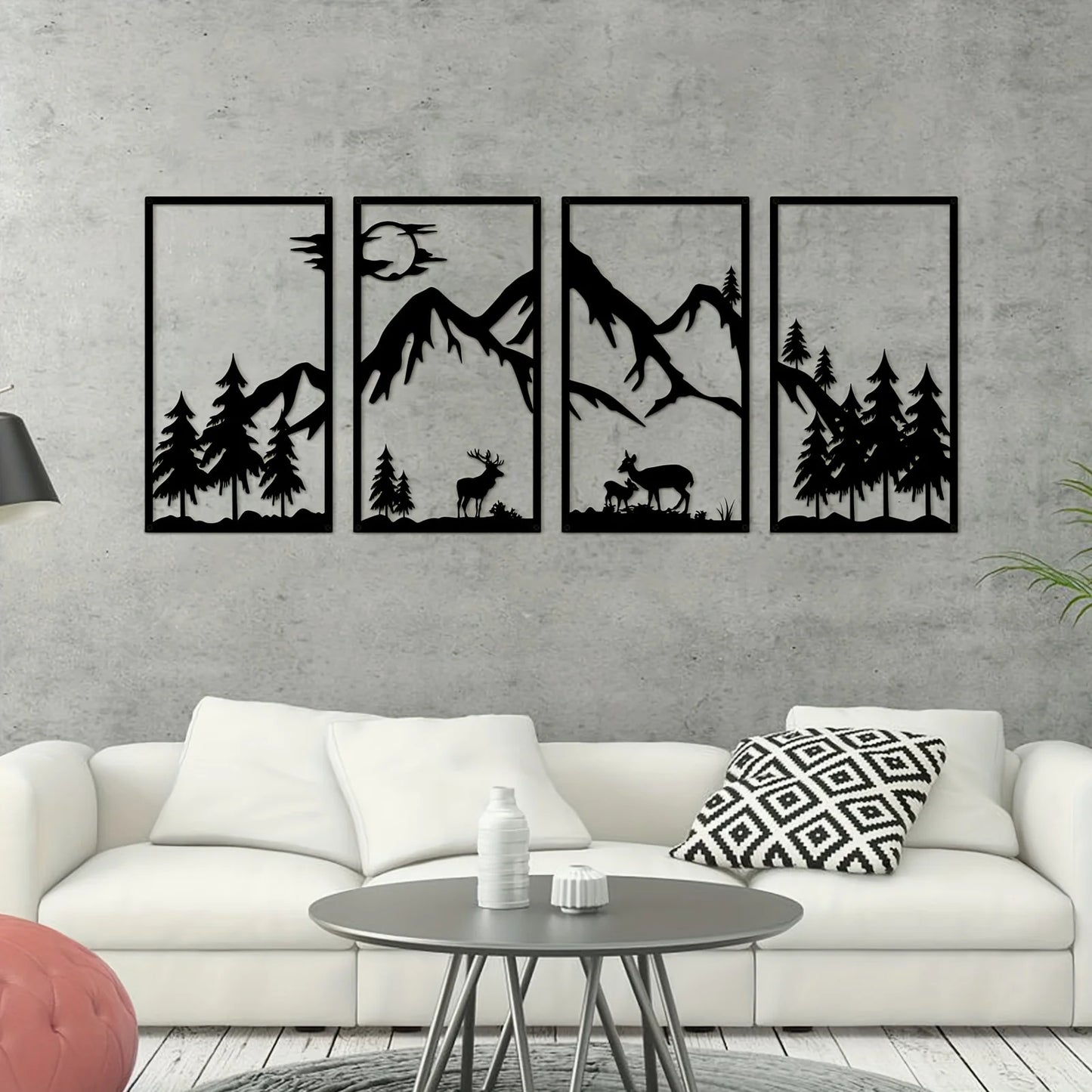 4 pieces Mountain Scene