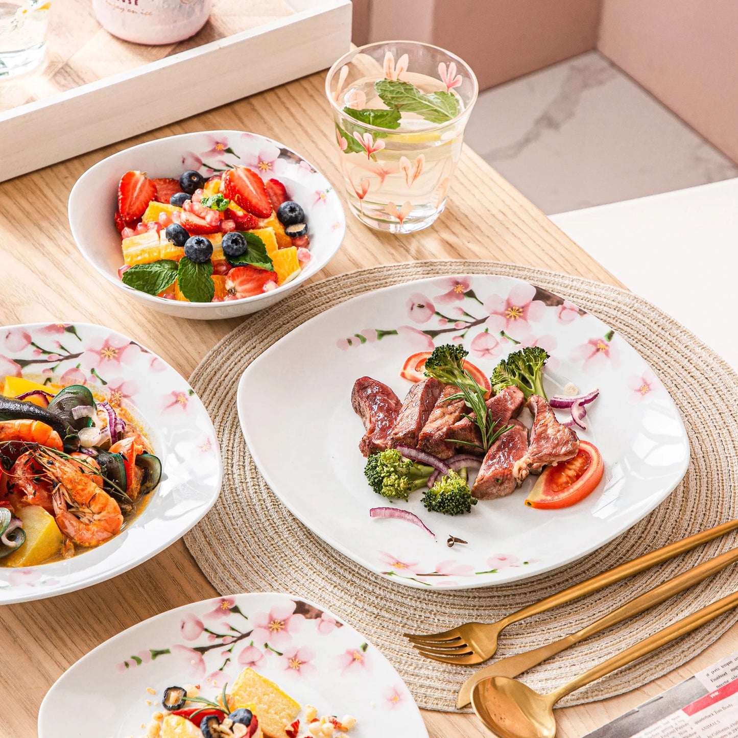 8-Piece Porcelain Ceramic Tableware