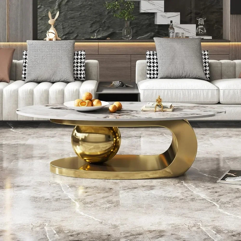 Modern Oval Stone Coffee Table