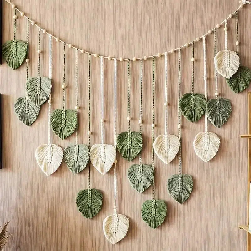 Macrame Leaf Feather Wall Hanging