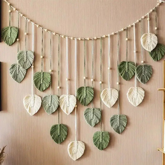 Macrame Leaf Feather Wall Hanging