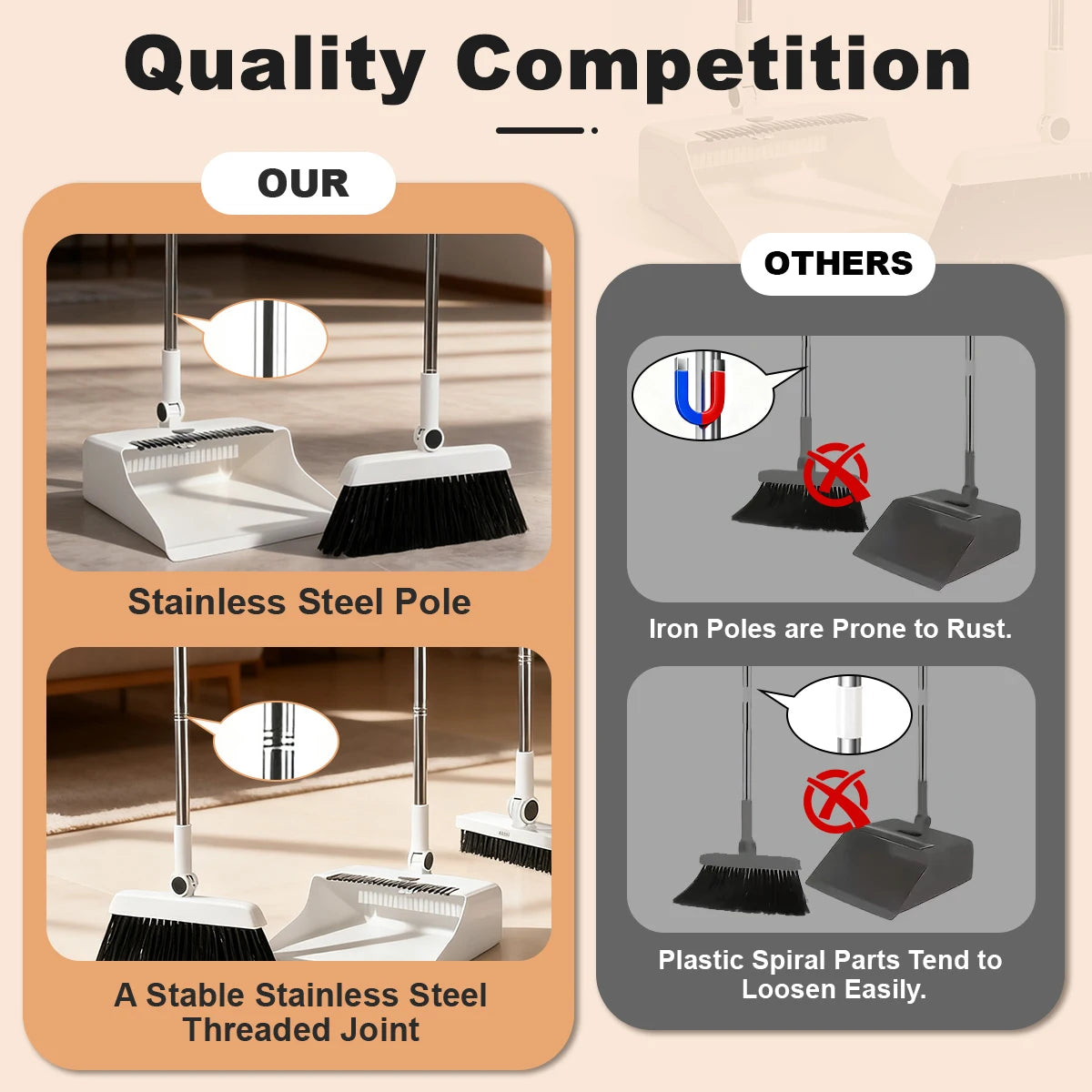 3in 1 Broom Dustpan Set