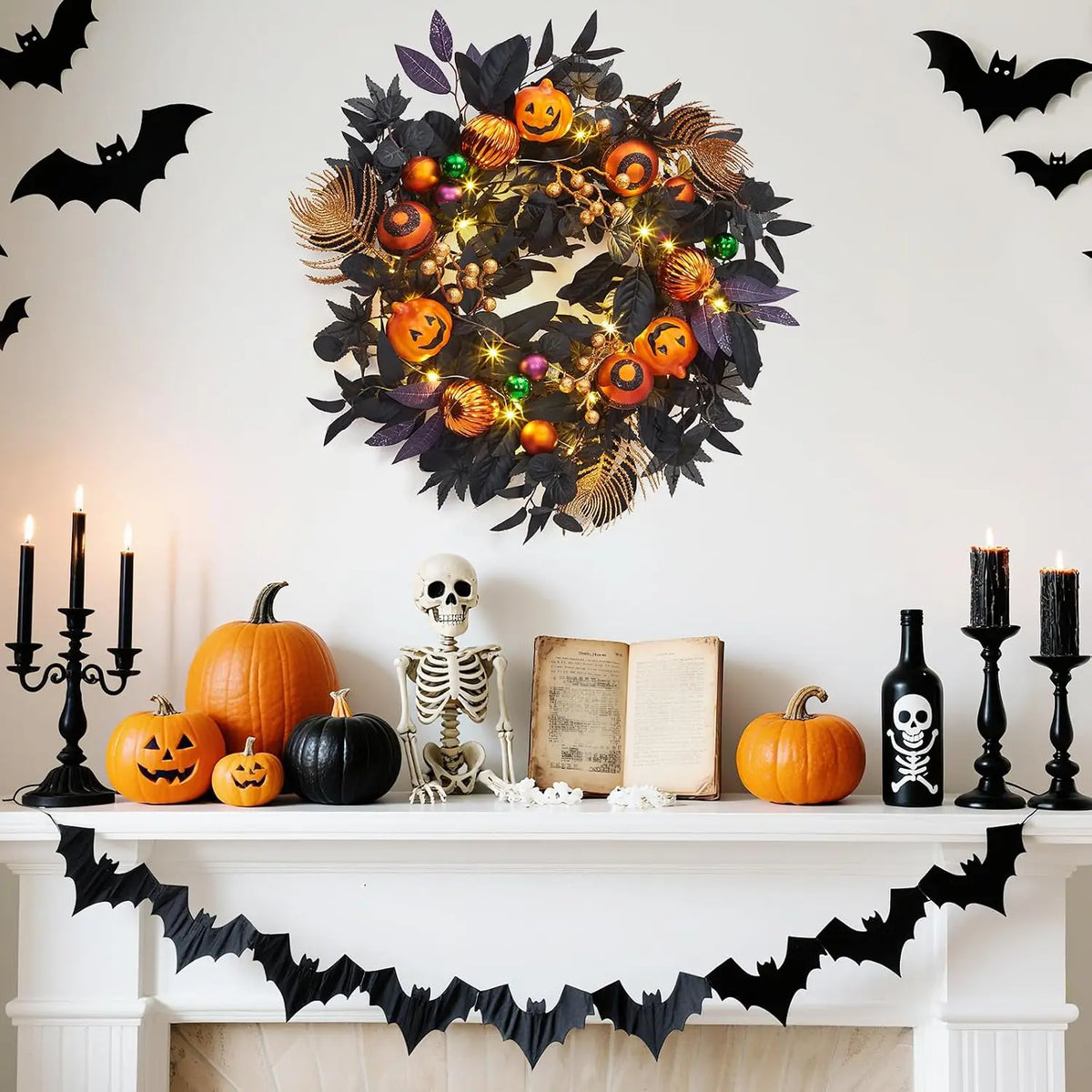 20 Inch Halloween Pumpkin Wreath