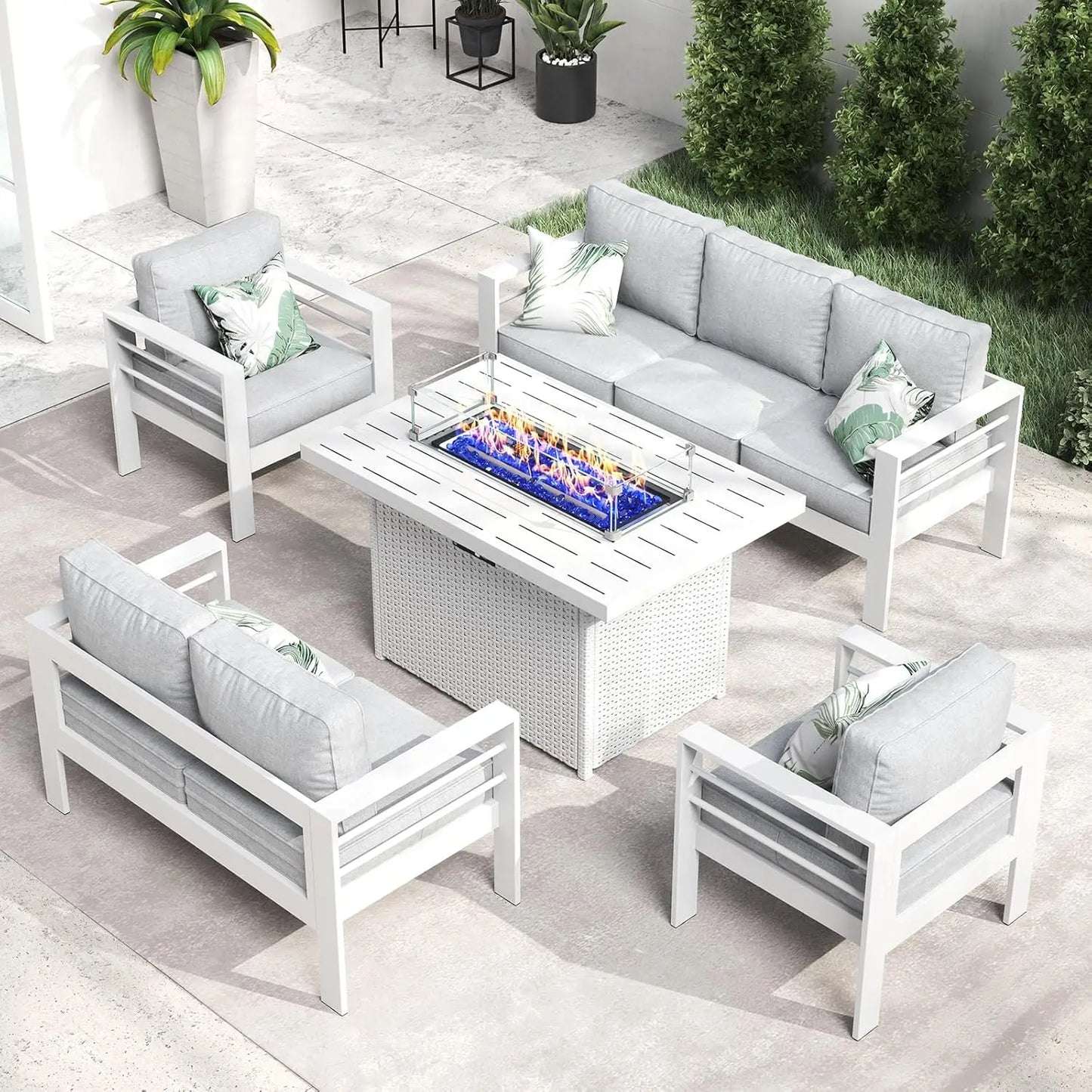 Aluminum Furniture with Fire Pit Table