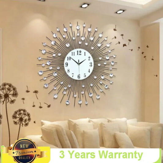 3D Large Metal Sunburst Wall Clock