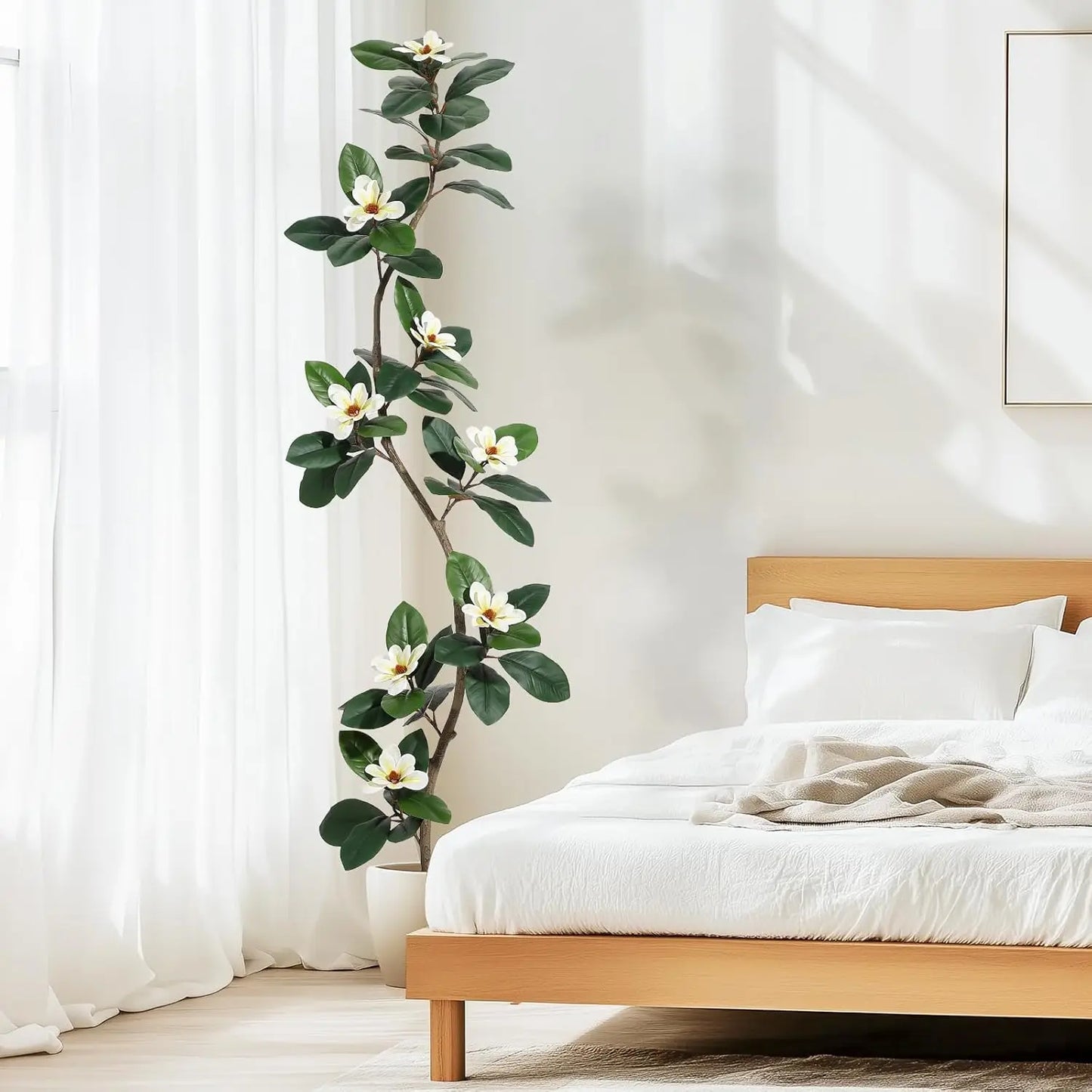 Artificial Rubber Tree with Magnolia Flowers