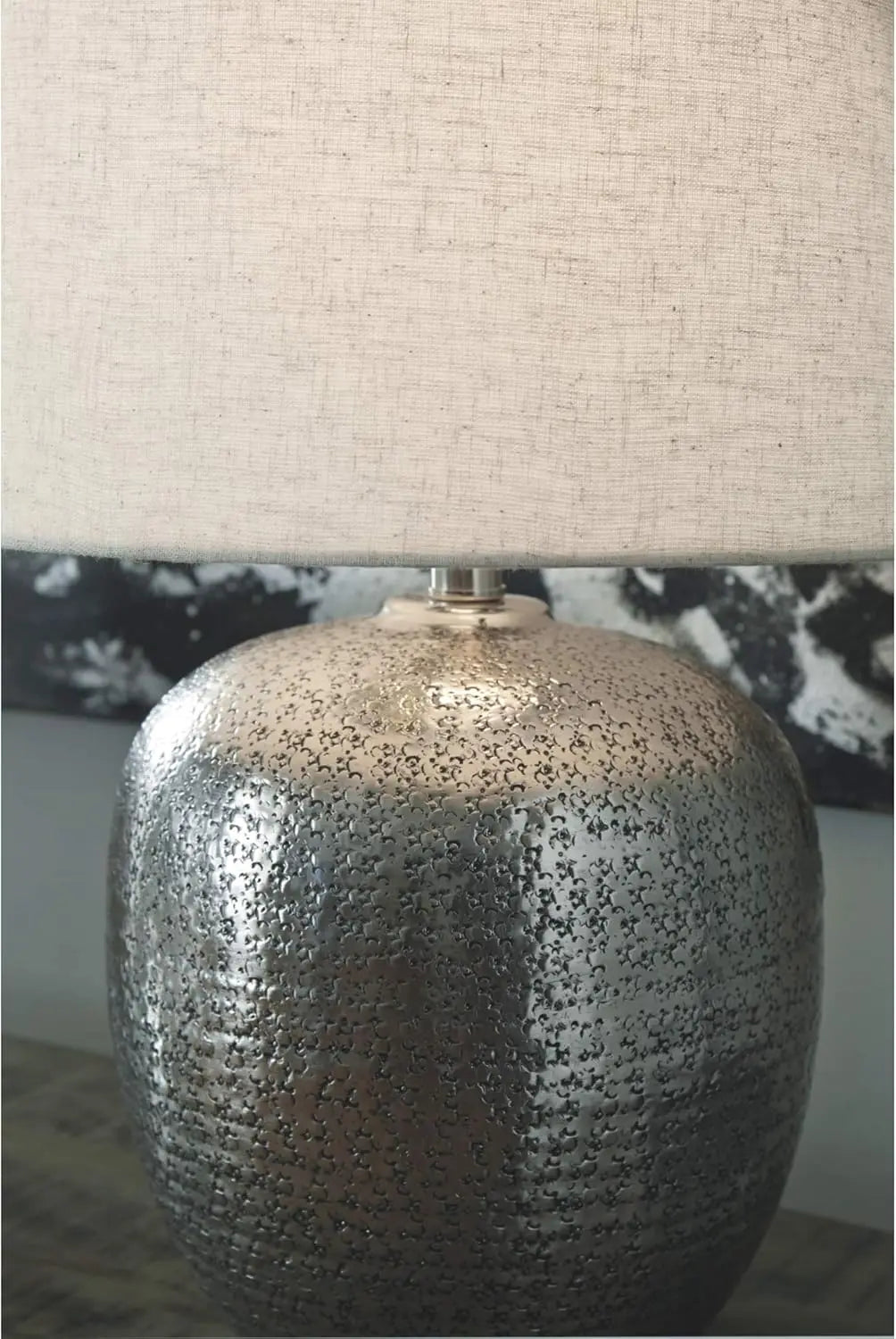 Contemporary Hammered Aluminum Single Table Lamp