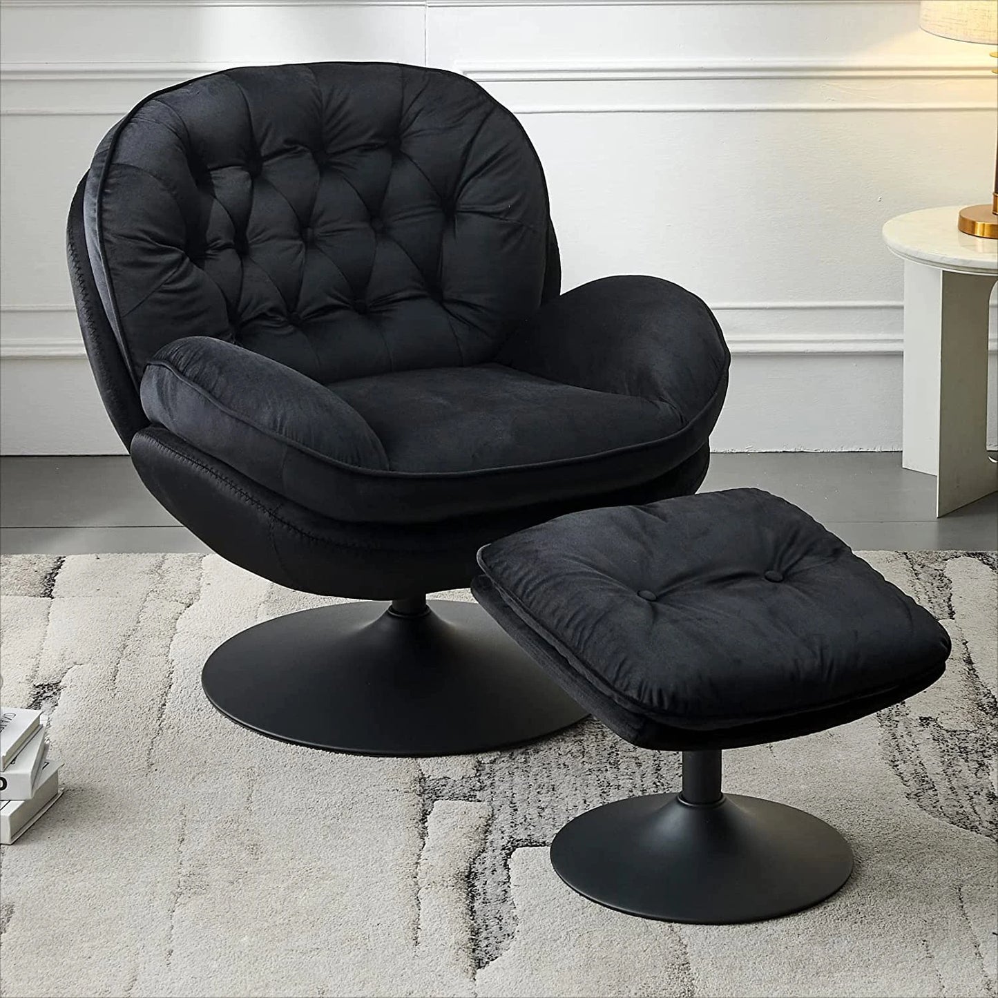 Velvet Swivel Armchair Set