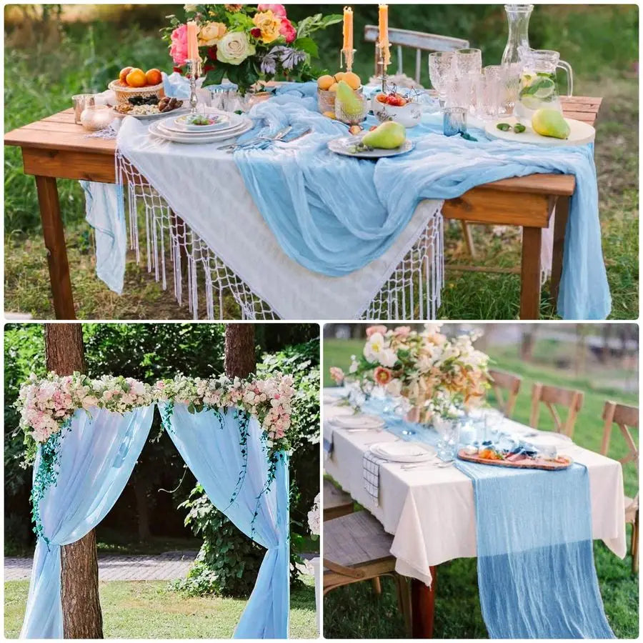 Baby Blue Cheesecloth Table Runner Pack