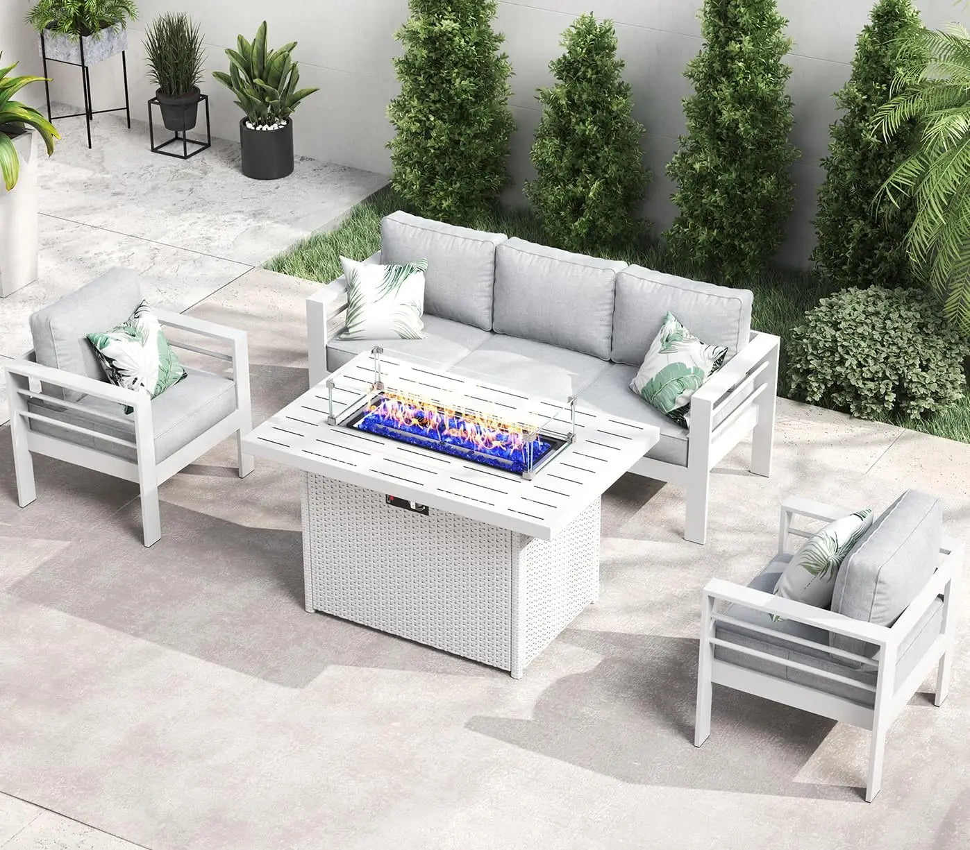 Aluminum Furniture with Fire Pit Table