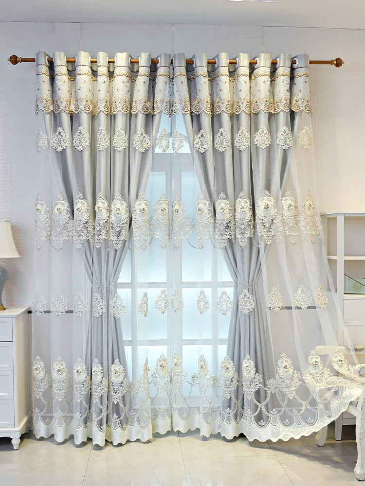Elegant Double-Layer Curtains