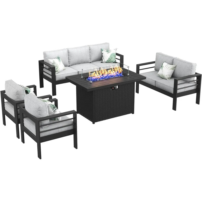 Aluminum Furniture with Fire Pit Table