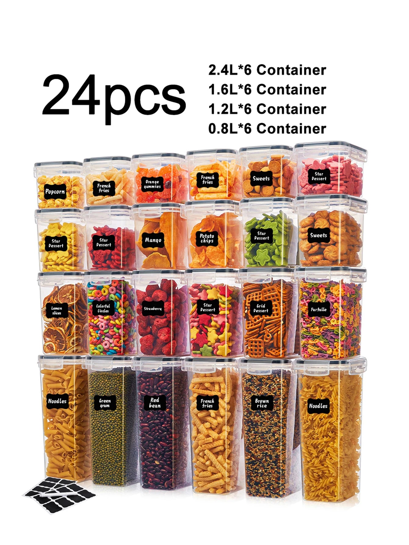 24pcs Large Food Storage Containers with Lids