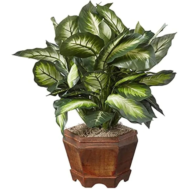 22IN Artificial Dieffenbachia Plant w/Wood Planter