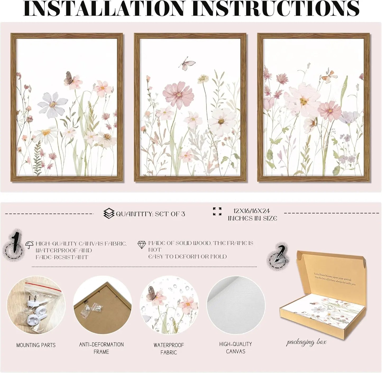 Wildflower Wall Art Set of 3