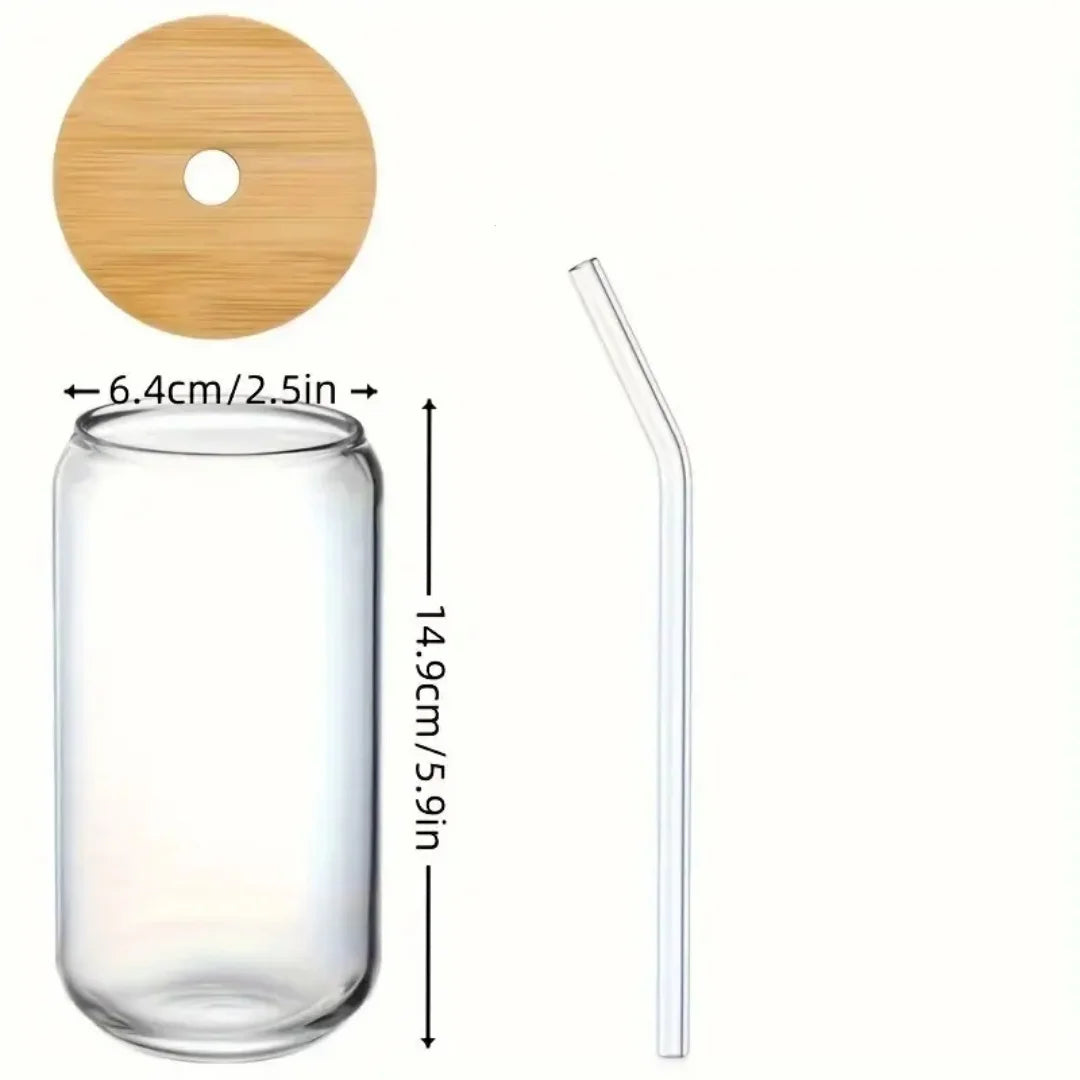 Bamboo covered glass straw drinking cup set of 8