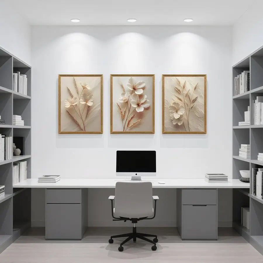 3Pcs Neutral Beige Wall Art