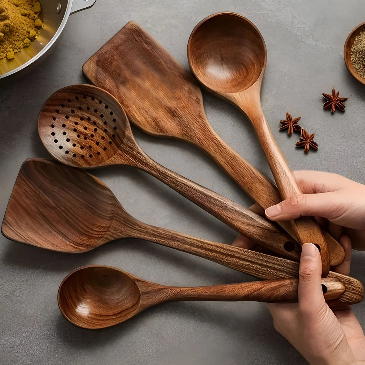 5PCS Wooden Utensils Kit