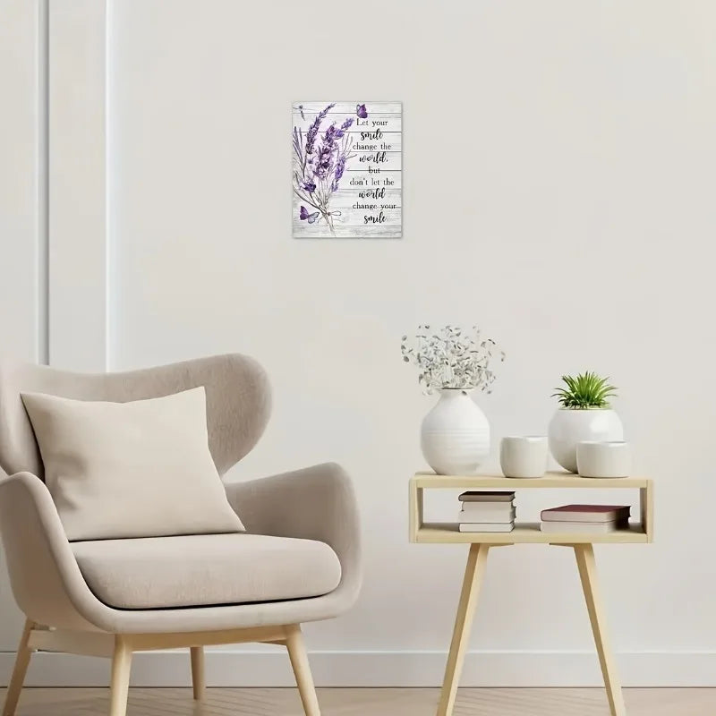 Framed Purple Flower Butterfly Canvas Painting