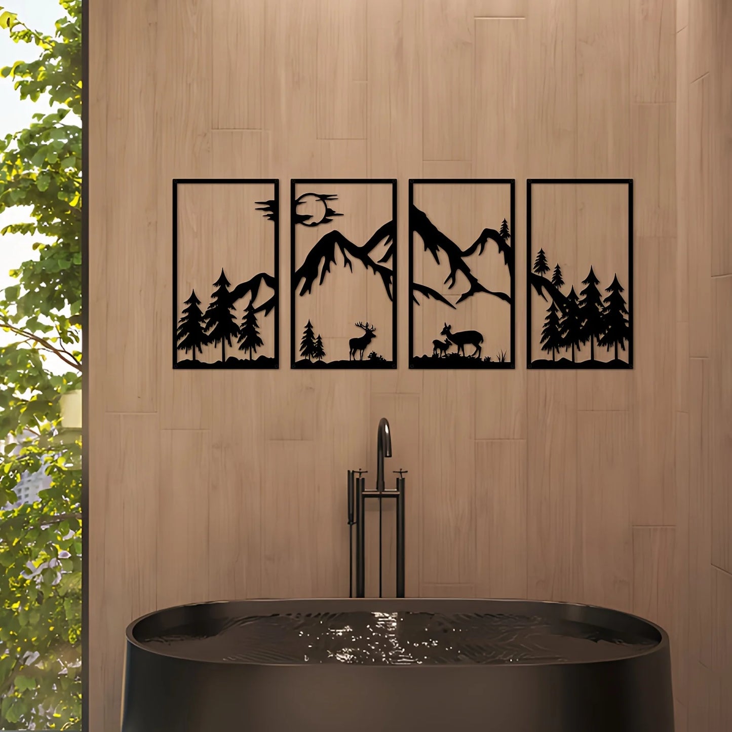 4 pieces Mountain Scene