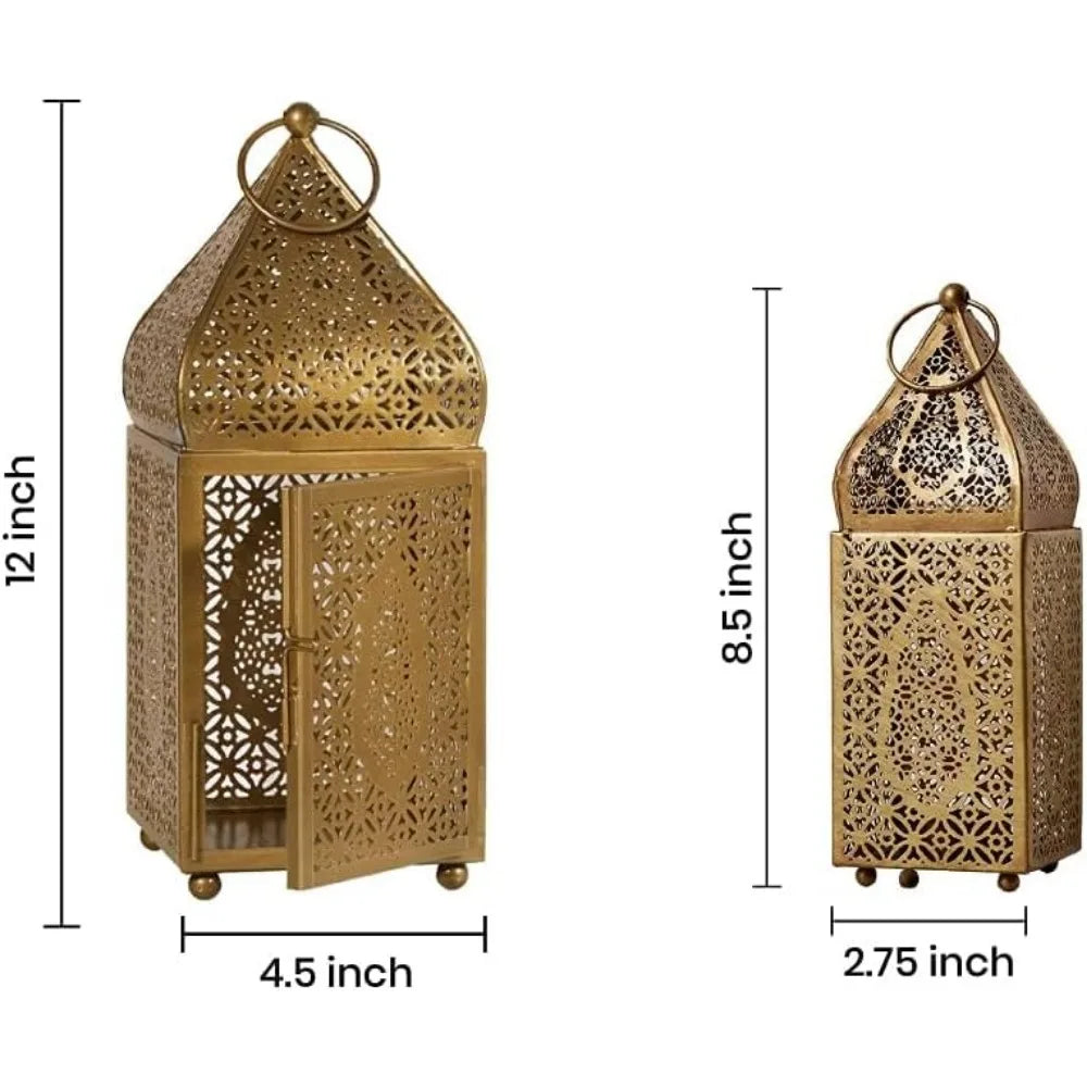 Large Moroccan Gold Ornate Candle Lantern