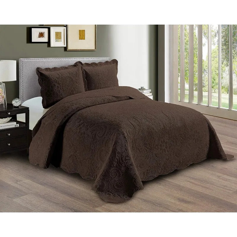 Linen Embossed Bedspread Set