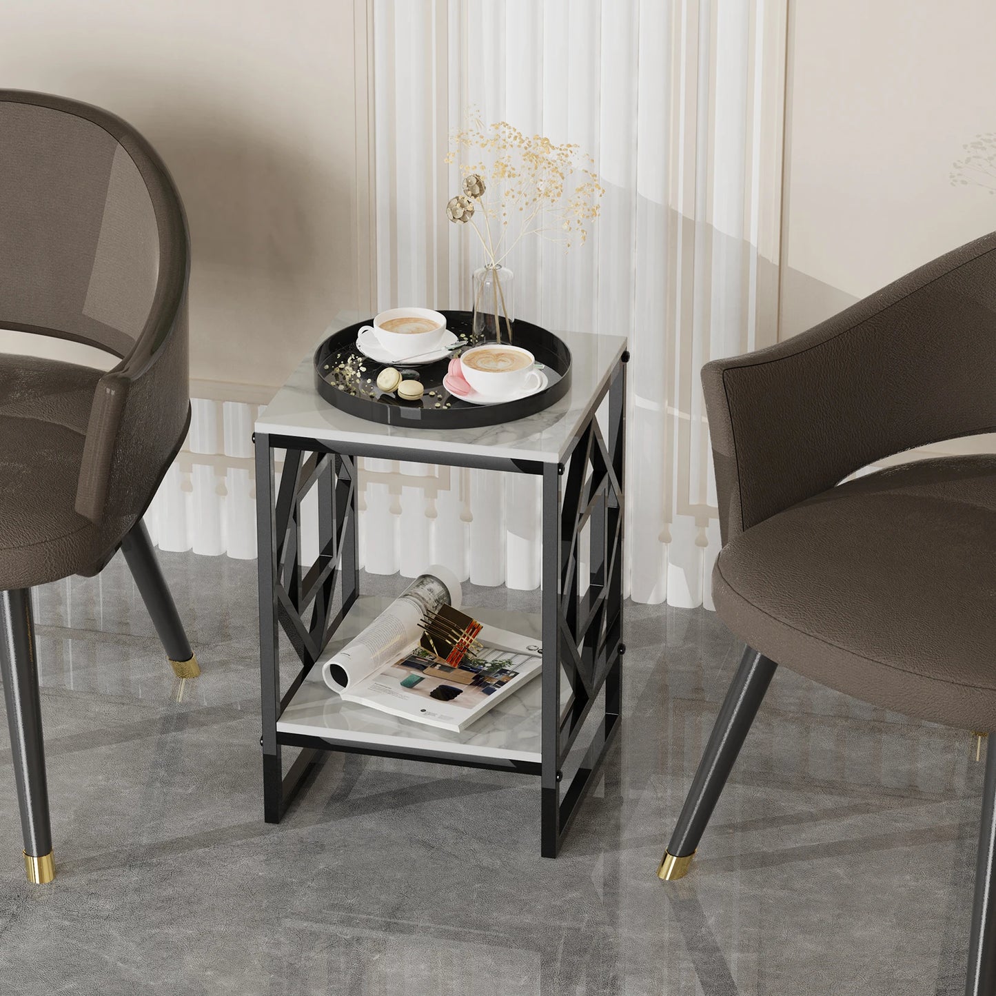 White Marble Top Side Table